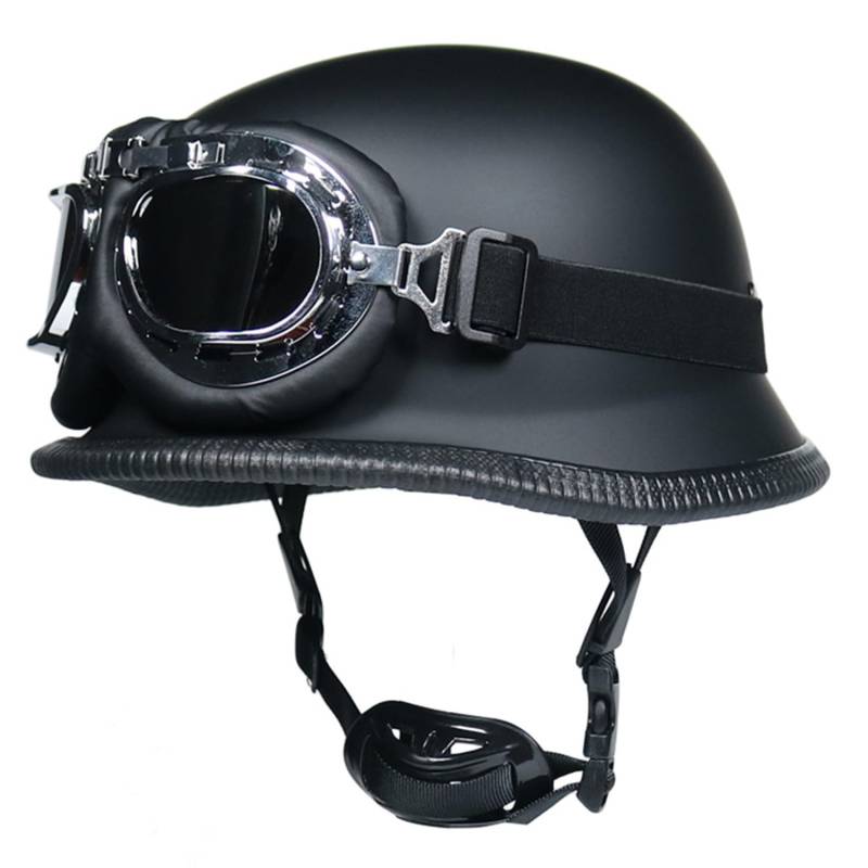 Retro Motorrad Halbhelme Jethelm Halbschalenhelm Zertifiziert Roller-Helm Scooter Offenem Deutscher Stil Roller Anti Collision Mofa-Helm ECEDOT-Zertifizierung 1,XL:61-62CM von Hejunlian