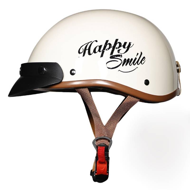 Vintage Deutsche Motorrad Halbhelme Halbschalenhelm Brain-Cap Motorradhelm Für Herren Retro Jethelm Öffnen Helm Für Bike Cruiser Moped Scooter Roller Helm Mit ECEDOT 5,XL61-62CM von Hejunlian
