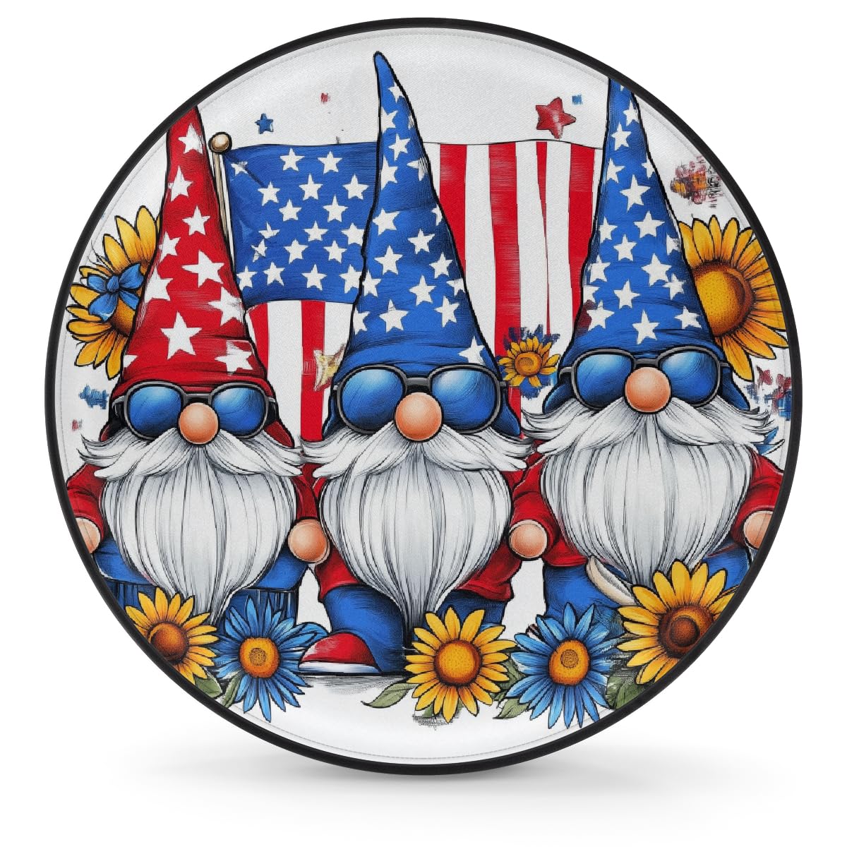 Ersatzreifenabdeckung, Radschutz, 4. Juli, Zwerge mit amerikanischer Flagge, Sonnenblume, wasserdicht, staubdicht, universelle Passform für Jeep, Anhänger, Wohnmobil, SUV, Wohnmobil, 40,6 cm Ersatzreifenabdeckung, Radschutz, 4. Juli, Zwerge mit amerikanischer Flagge, Sonnenblume, wasserdicht, staubdicht, universelle Passform für Jeep, Anhänger, Wohnmobil, SUV, Wohnmobil, 40,6 cm von Helhappy