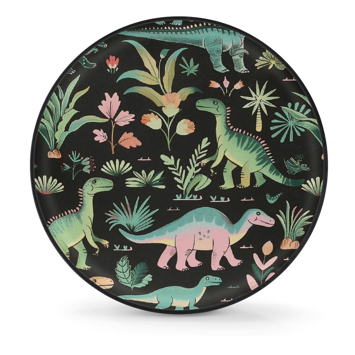 Ersatzreifenabdeckung, Radschutz, Cartoon-Dinosaurier-Palme, botanisch, tropisch, wasserdicht, staubdicht, universelle Passform für Jeep, Anhänger, Wohnmobil, SUV, Wohnmobil, 38,1 cm (15 Zoll) von Helhappy