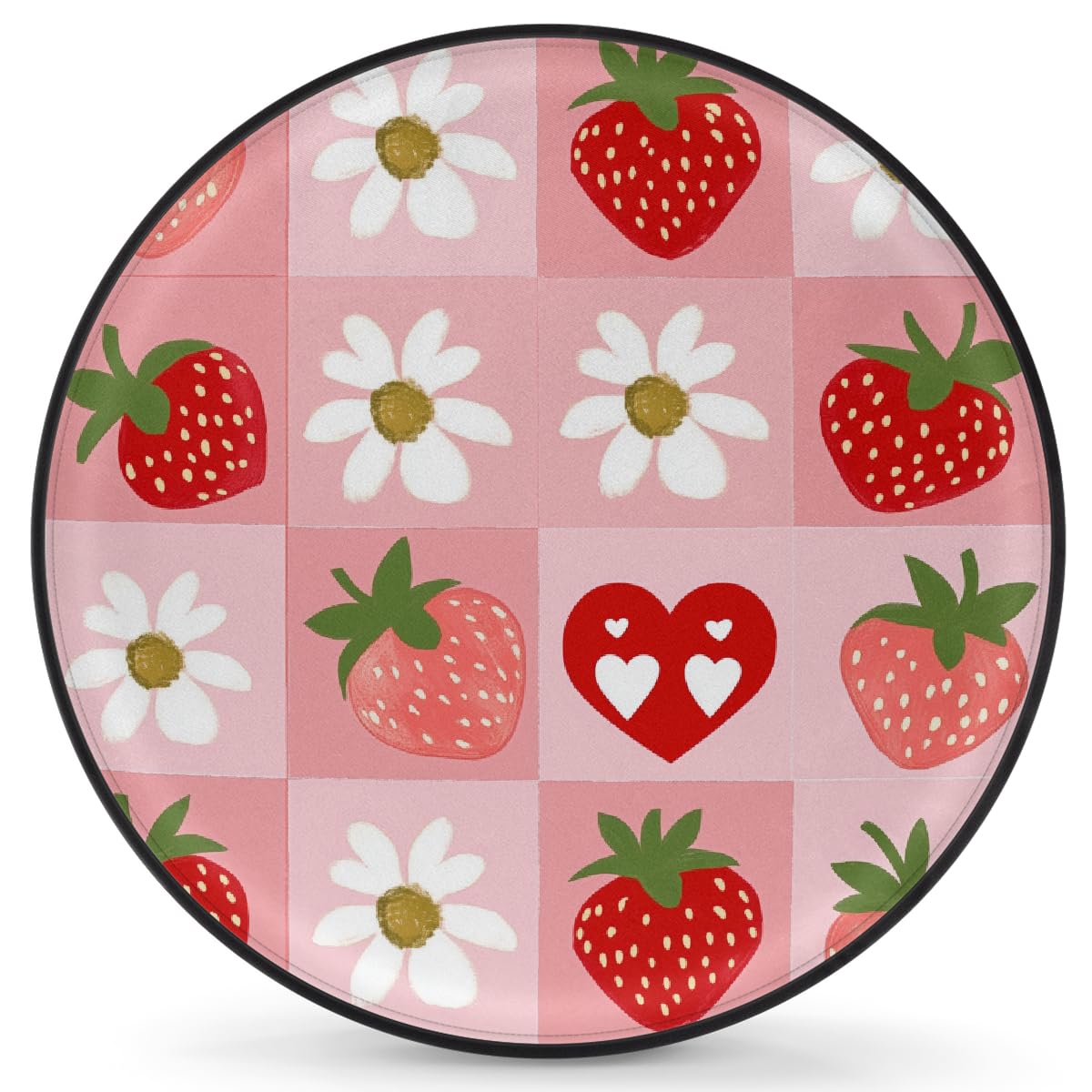 Ersatzreifenabdeckung, Radschutz, Erdbeeren und Gänseblümchen, wasserdicht, staubdicht, universelle Passform für Jeep, Anhänger, Wohnmobil, SUV, Wohnmobil, 43,2 cm (17 Zoll) von Helhappy