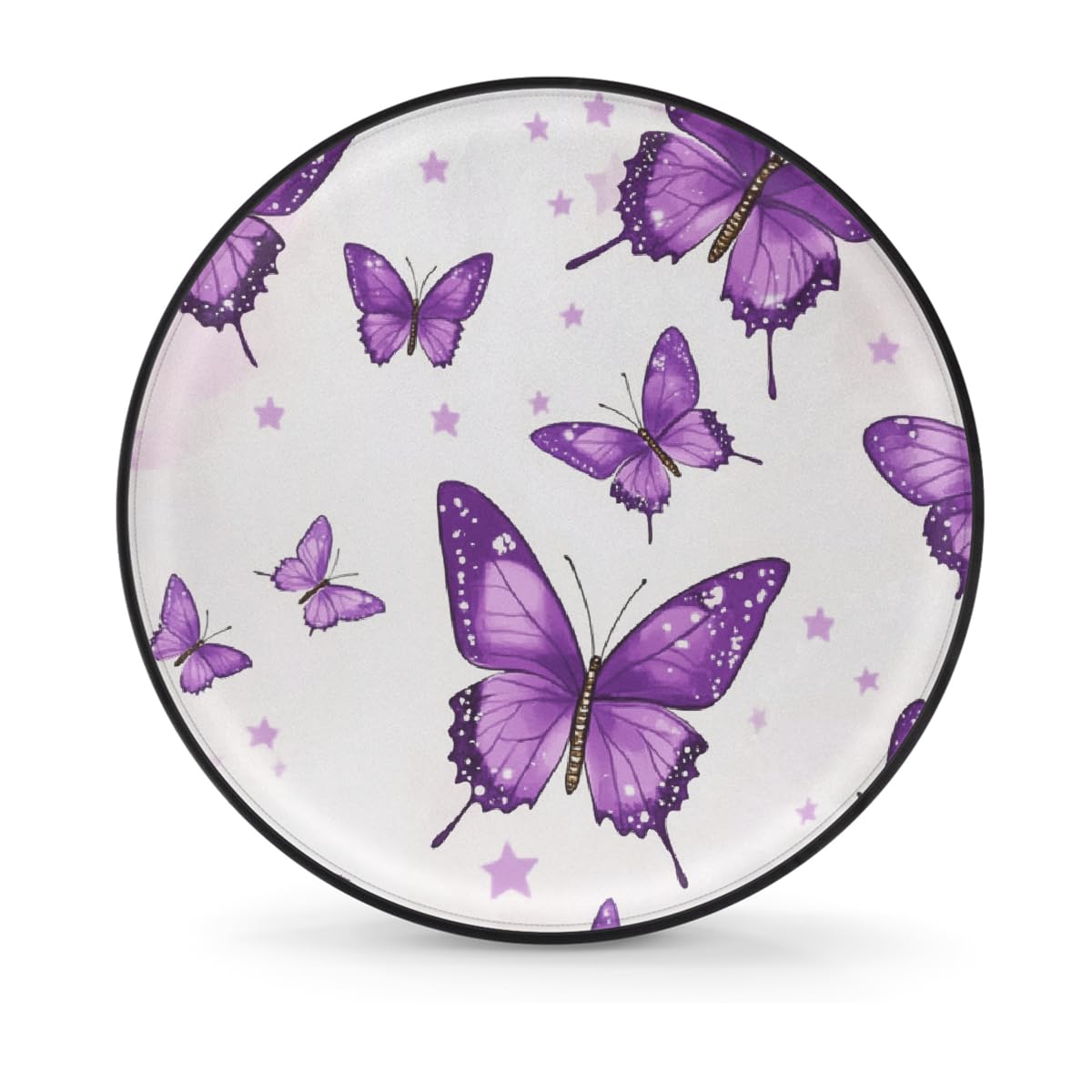 Ersatzreifenabdeckung, Radschutz, Schmetterlinge, violette Sterne, wasserdicht, staubdicht, universelle Passform für Jeep, Anhänger, Wohnmobil, SUV, Wohnmobil, Fahrzeug, 35,6 cm (14 Zoll) von Helhappy