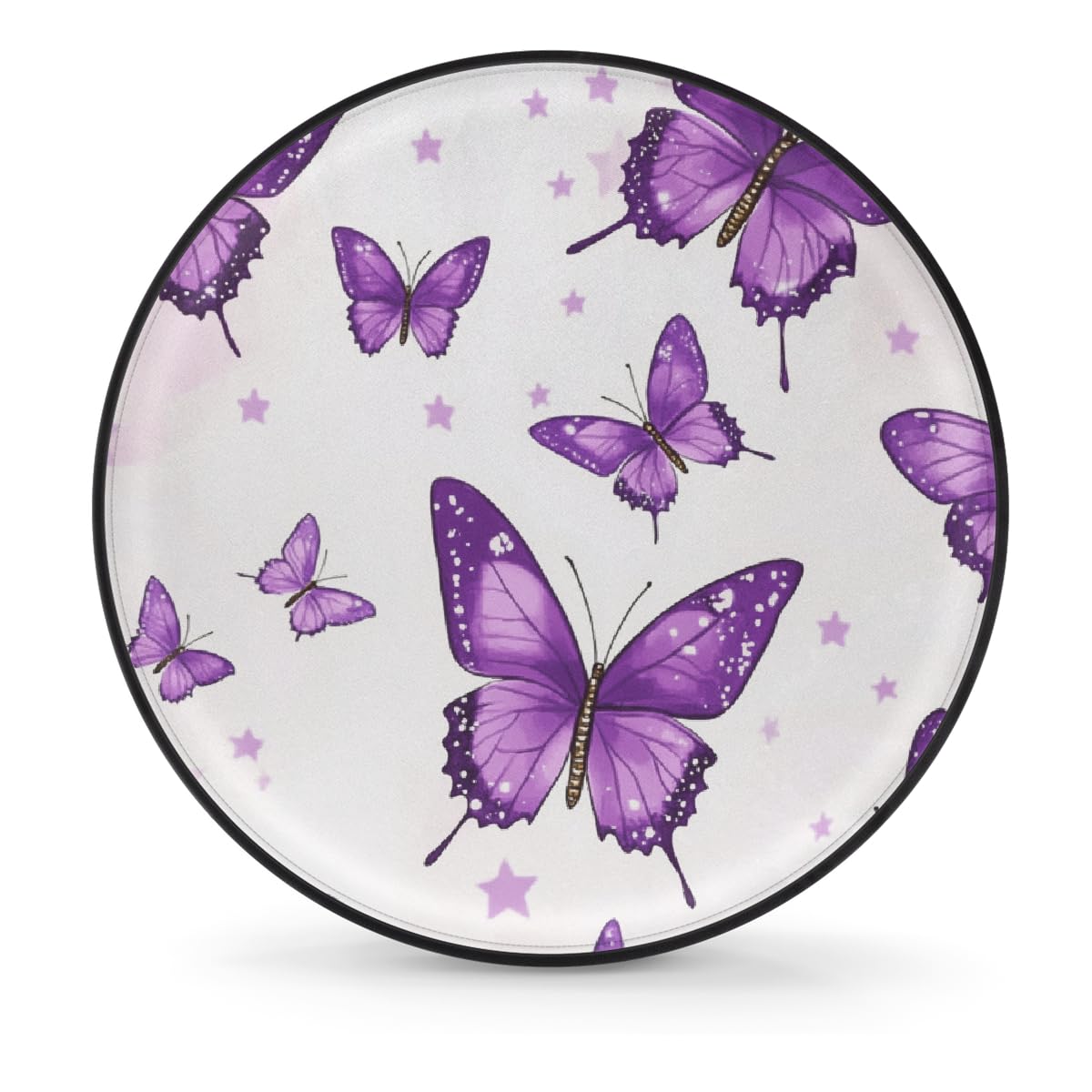 Ersatzreifenabdeckung, Radschutz, Schmetterlinge, violette Sterne, wasserdicht, staubdicht, universelle Passform für Jeep, Anhänger, Wohnmobil, SUV, Wohnmobil, Fahrzeug, 38,1 cm (15 Zoll) von Helhappy