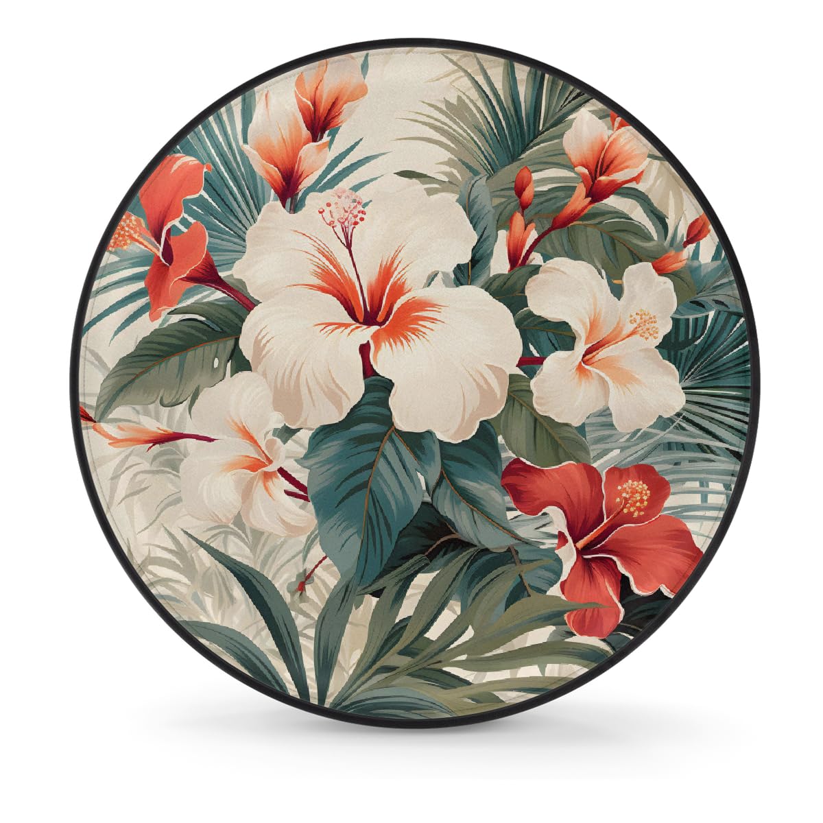 Ersatzreifenabdeckung, Radschutz, Sommer, tropische Vegetation, Blätter, Hibiskusblüten, Retro, wasserdicht, staubdicht, universelle Passform für Jeep, Anhänger, Wohnmobil, SUV, Wohnmobil, 38,1 cm (15 Ersatzreifenabdeckung, Radschutz, Sommer, tropische Vegetation, Blätter, Hibiskusblüten, Retro, wasserdicht, staubdicht, universelle Passform für Jeep, Anhänger, Wohnmobil, SUV, Wohnmobil, 38,1 cm (15 von Helhappy