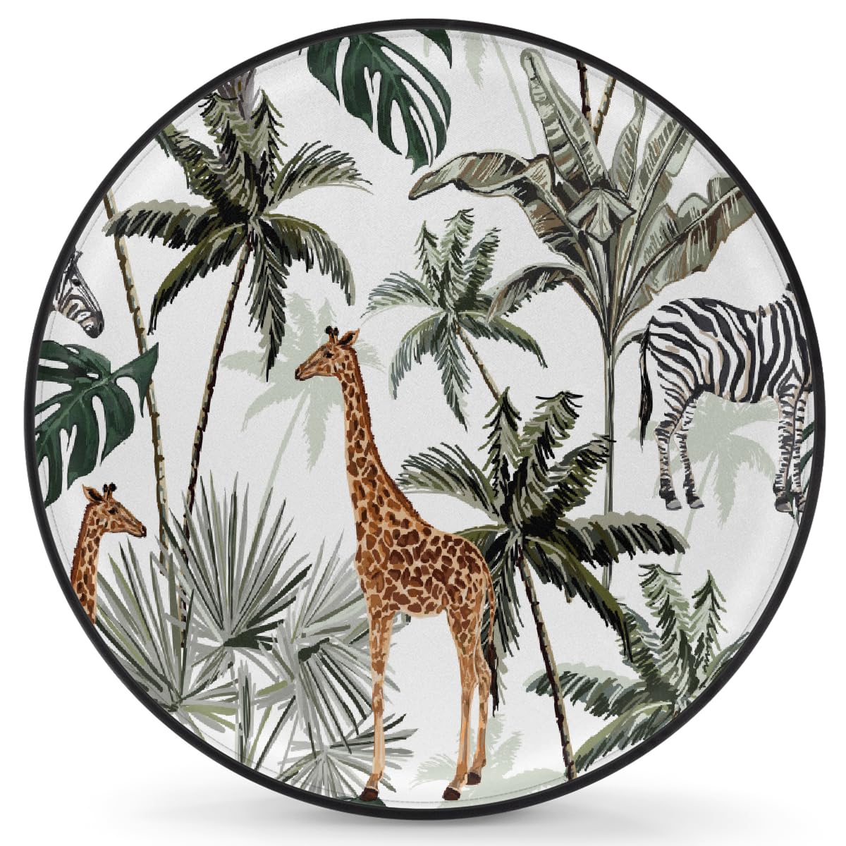 Ersatzreifenabdeckung, Radschutz, Tier-Giraffe, tropischer Baum, Retro, wasserdicht, staubdicht, universelle Passform für Jeep, Anhänger, Wohnmobil, SUV, Wohnmobil, 43,2 cm (17 Zoll) von Helhappy