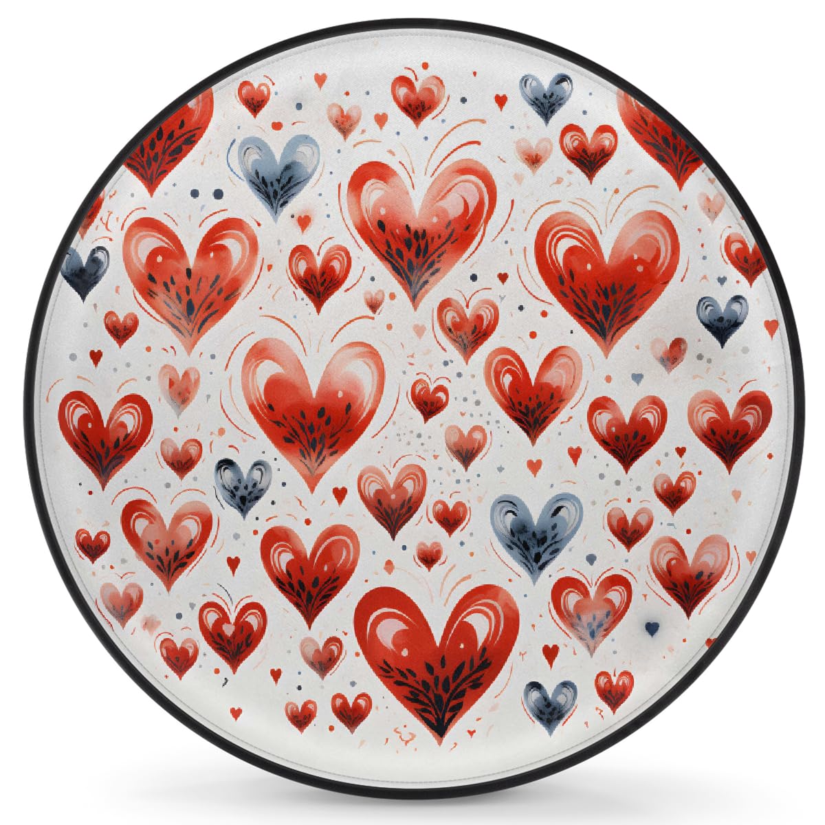 Ersatzreifenabdeckung, Radschutz, Valentinstag, schwarze Blumenform, rotes Herz, wasserdicht, staubdicht, universelle Passform für Jeep, Anhänger, Wohnmobil, SUV, Wohnmobil, 43,2 cm (17 Zoll) von Helhappy