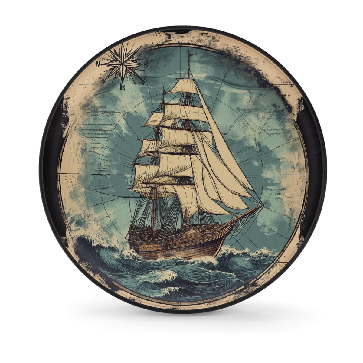 Ersatzreifenabdeckung, Radschutz, Vintage, nautisches Segelboot, wasserdicht, staubdicht, universelle Passform für Jeep, Anhänger, Wohnmobil, SUV, Wohnmobil, 35,6 cm (14 Zoll) von Helhappy
