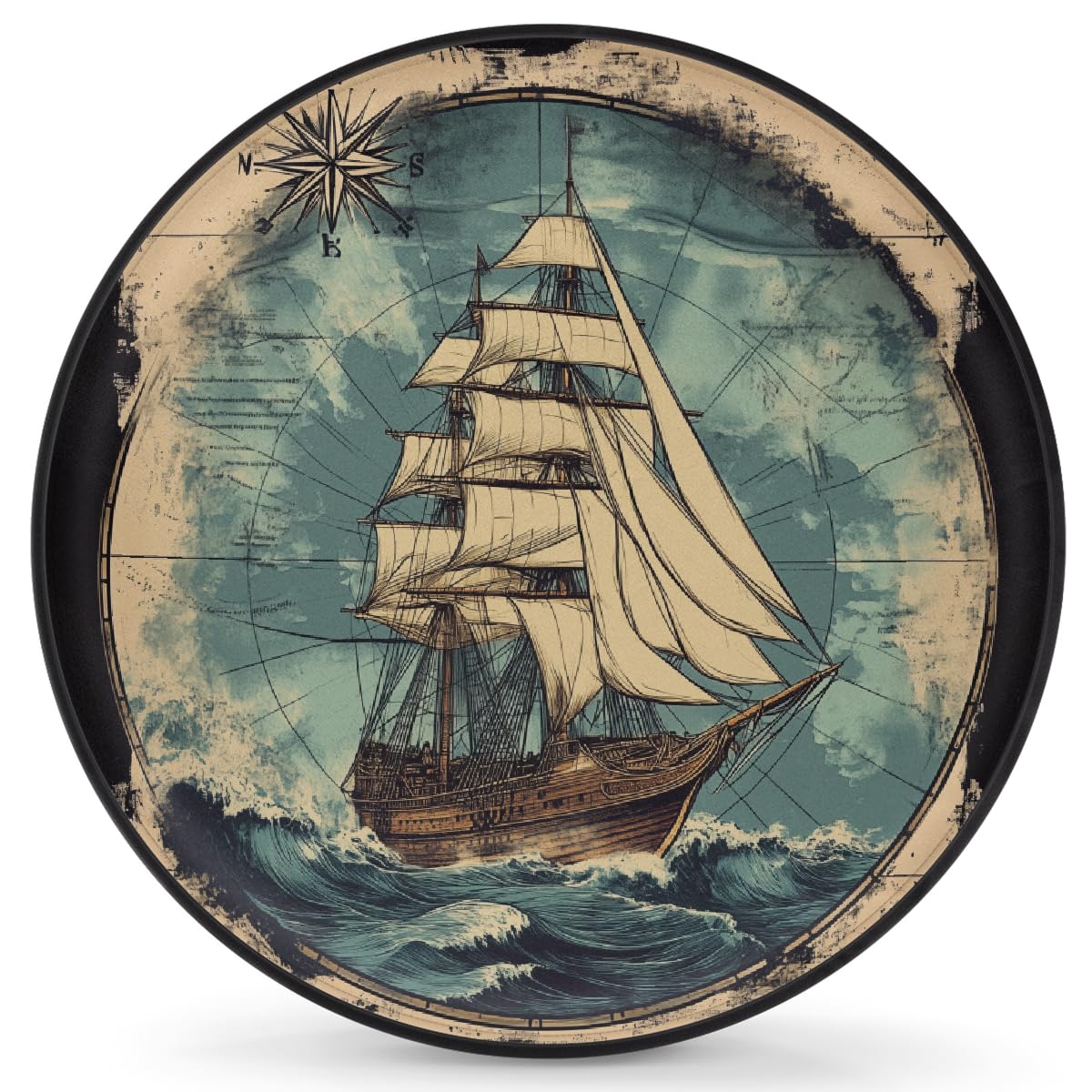 Ersatzreifenabdeckung, Radschutz, Vintage, nautisches Segelboot, wasserdicht, staubdicht, universelle Passform für Jeep, Anhänger, Wohnmobil, SUV, Wohnmobil, 43,2 cm (17 Zoll) von Helhappy