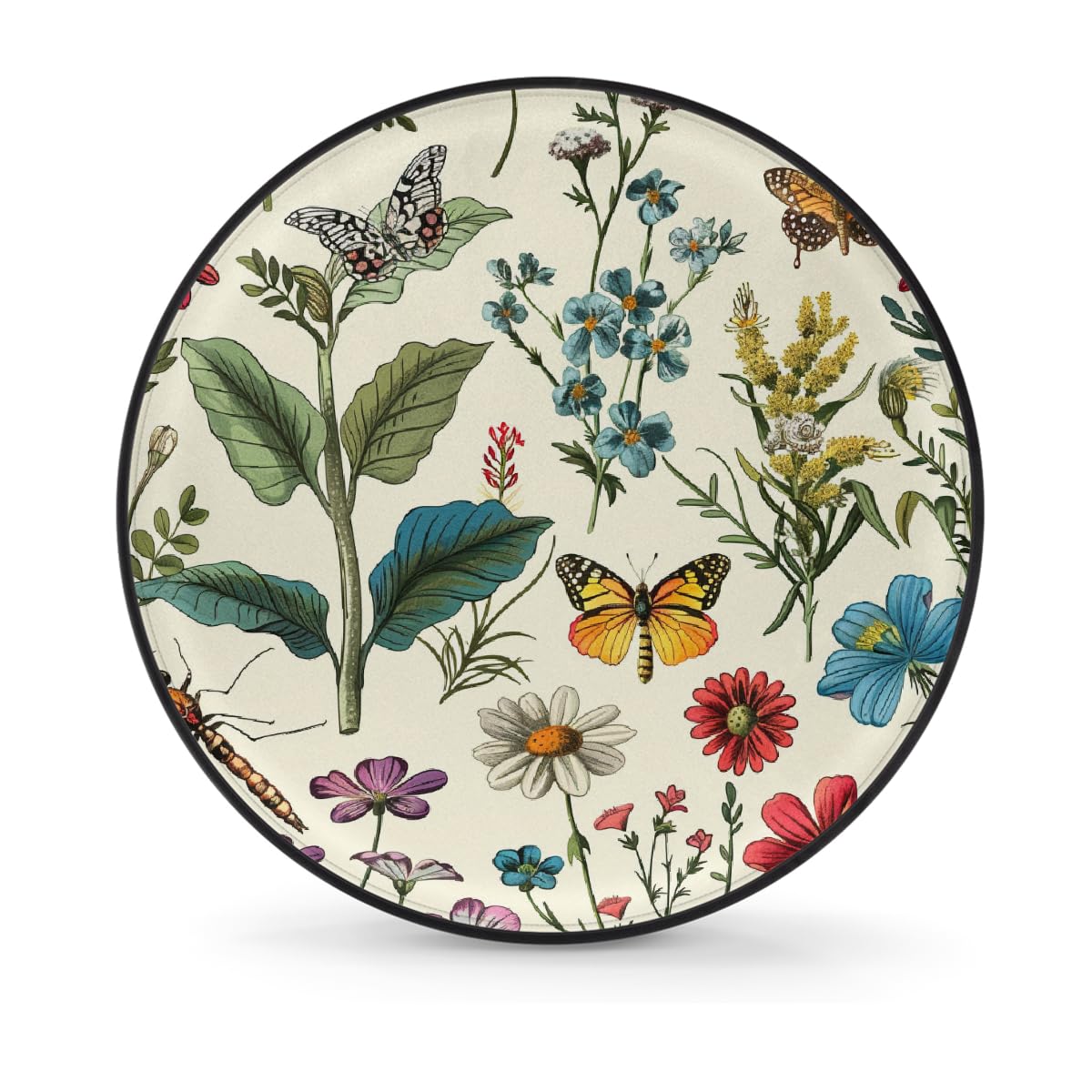 Ersatzreifenabdeckung, Radschutz, Vintage-Blumenmuster, hübsch, bunt, Schmetterling, Vögel, Blume, wasserdicht, staubdicht, universelle Passform für Jeep, Anhänger, Wohnmobil, SUV, Wohnmobil, 35,6 cm Ersatzreifenabdeckung, Radschutz, Vintage-Blumenmuster, hübsch, bunt, Schmetterling, Vögel, Blume, wasserdicht, staubdicht, universelle Passform für Jeep, Anhänger, Wohnmobil, SUV, Wohnmobil, 35,6 cm von Helhappy