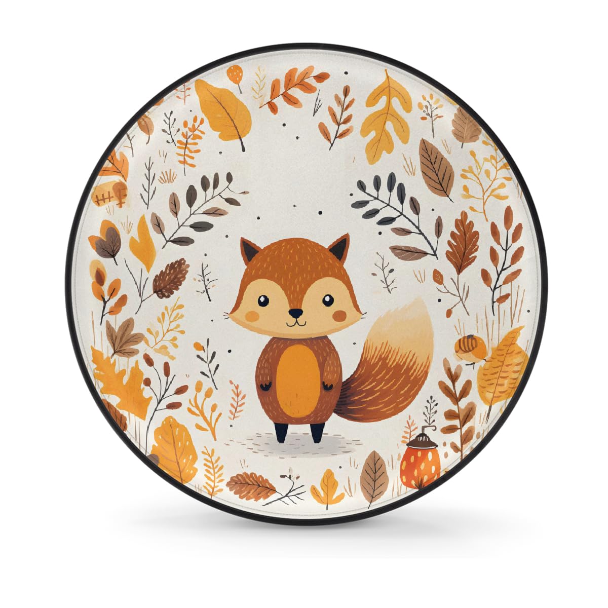 Ersatzreifenabdeckung, Radschutz, niedlicher Fuchs, Erntedankfest, Ahornblätter, wasserdicht, staubdicht, universelle Passform für Jeep, Anhänger, Wohnmobil, SUV, Wohnmobil, 35,6 cm (14 Zoll) von Helhappy