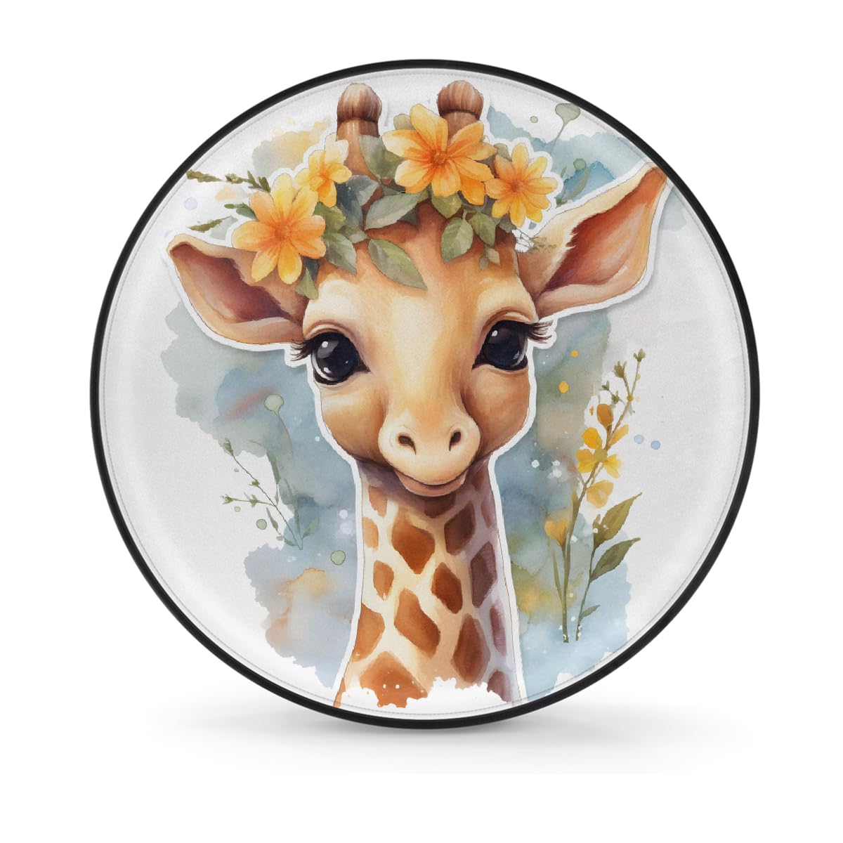 Ersatzreifenabdeckung, Radschutz, schöne Giraffe mit Blumen, wasserdicht, staubdicht, universelle Passform für Jeep, Anhänger, Wohnmobil, SUV, Wohnmobil, 35,6 cm (14 Zoll) von Helhappy