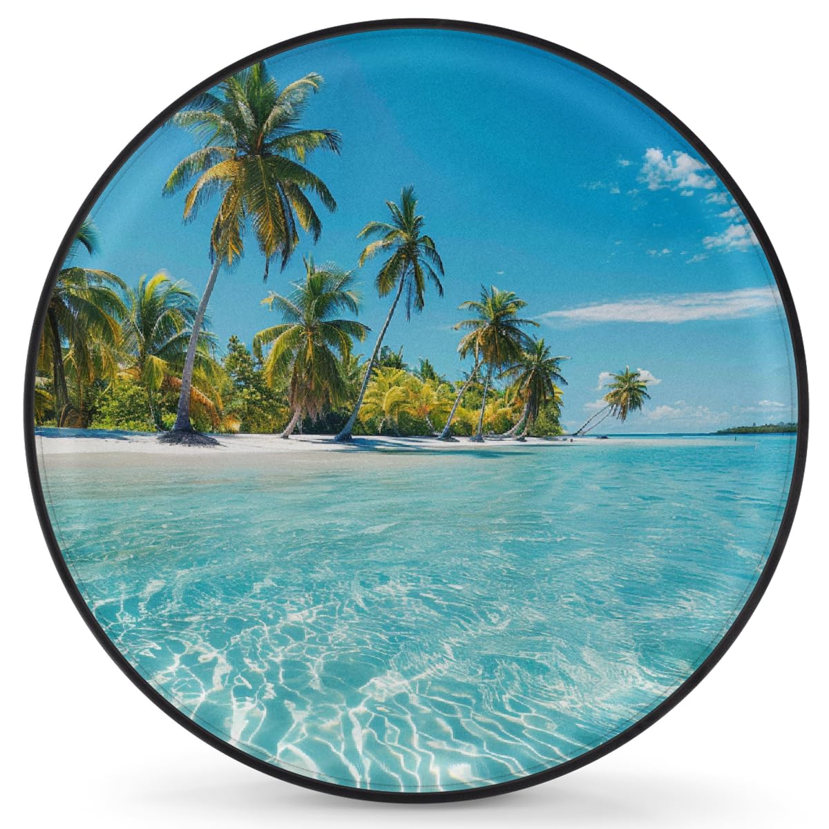 Ersatzreifenabdeckung, Radschutz, tropische Strandinseln, Sommer, Ozean, Palme, Bild, wasserdicht, staubdicht, universelle Passform für Jeep, Anhänger, Wohnmobil, SUV, Wohnmobil, 43,2 cm (17 Zoll) von Helhappy