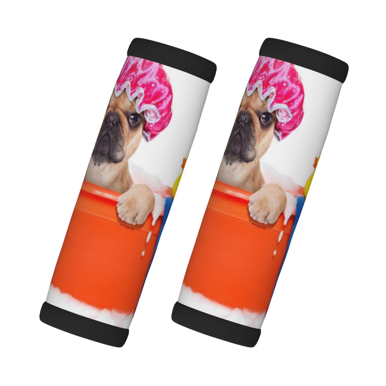 Gepäck-Griffbandagen aus Neopren für Koffer, französische Bulldogge, Badewanne, Gepäckanhänger, Geschenk, Reisezubehör, 2 Stück Gepäck-Griffbandagen aus Neopren für Koffer, französische Bulldogge, Badewanne, Gepäckanhänger, Geschenk, Reisezubehör, 2 Stück von Helhappy