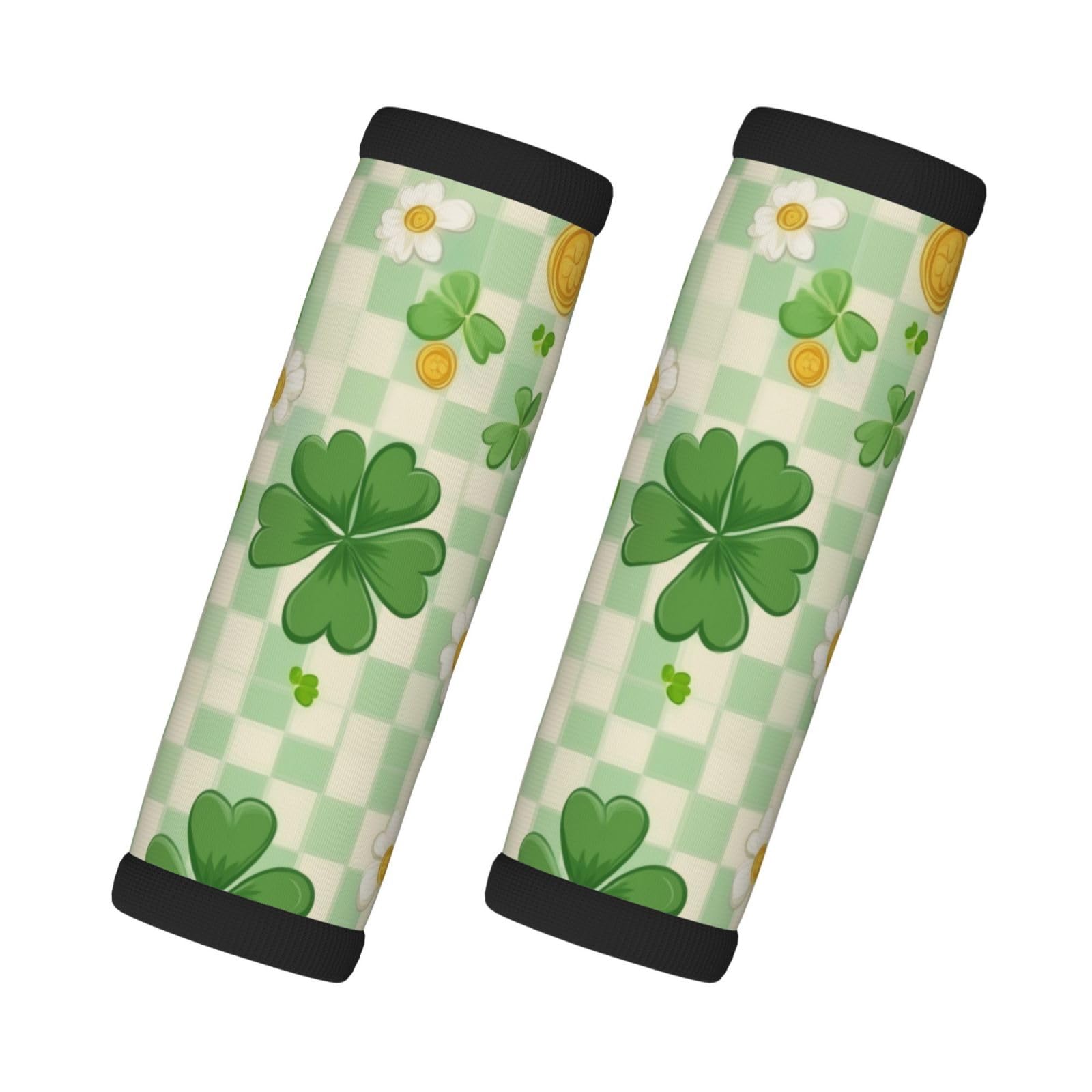 Gepäckgriffbandagen aus Neopren für Koffer, Happy St. Patrick Green Shamrock Kleeblatt, Gepäckanhänger, Geschenk, Reisezubehör, 2 Stück Gepäckgriffbandagen aus Neopren für Koffer, Happy St. Patrick Green Shamrock Kleeblatt, Gepäckanhänger, Geschenk, Reisezubehör, 2 Stück von Helhappy