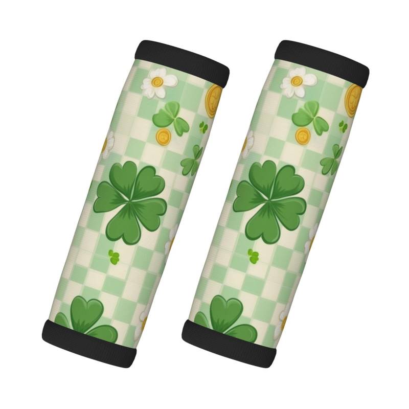 Gepäckgriffbandagen aus Neopren für Koffer, Happy St. Patrick Green Shamrock Kleeblatt, Gepäckanhänger, Geschenk, Reisezubehör, 2 Stück von Helhappy