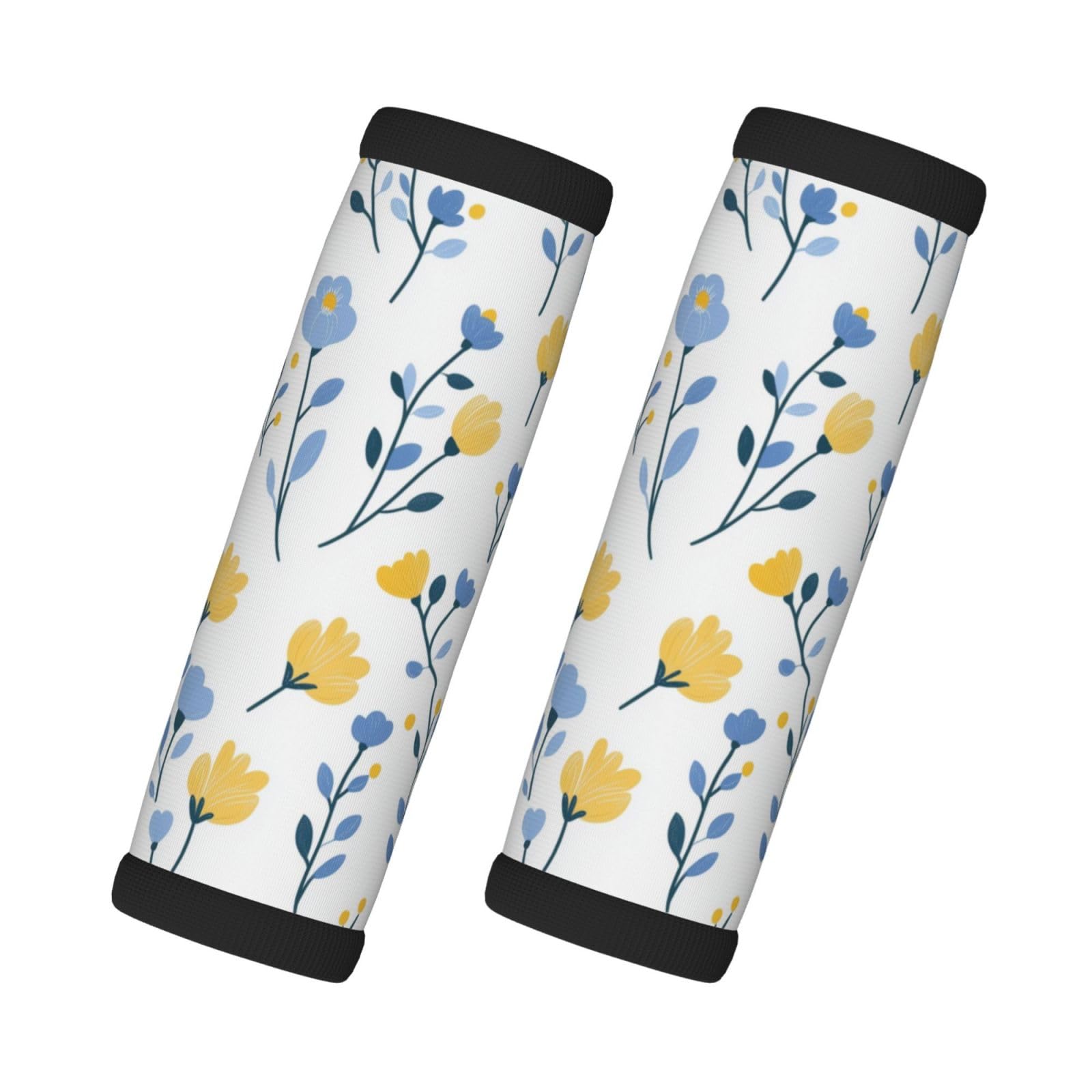 Gepäckgriffbandagen aus Neopren für Koffer, gelb-blaue Blume, Gepäckanhänger, Geschenk für Reisezubehör, 2 Stück Gepäckgriffbandagen aus Neopren für Koffer, gelb-blaue Blume, Gepäckanhänger, Geschenk für Reisezubehör, 2 Stück von Helhappy