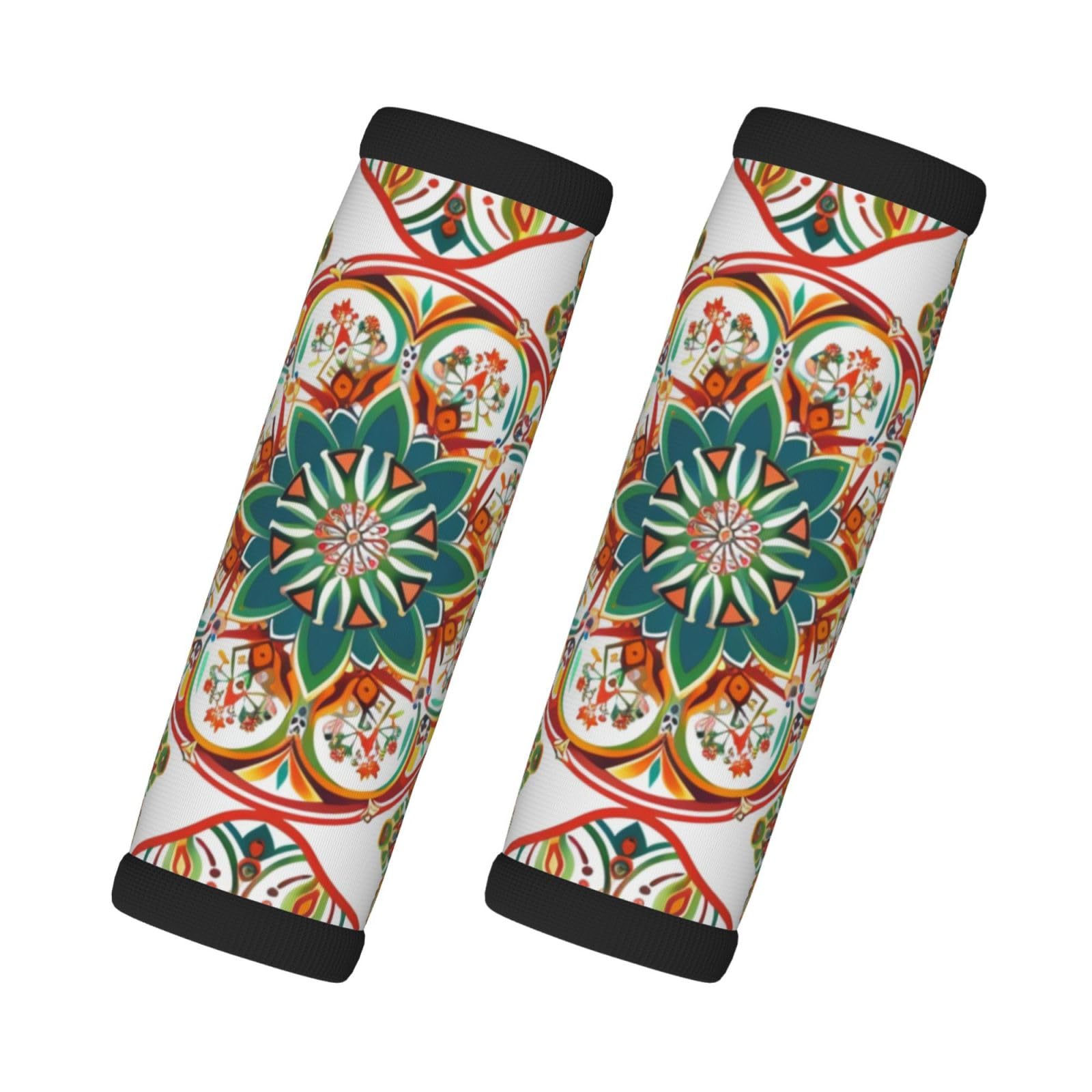 Neopren-Gepäckgriffbandagen für Koffer, Boho-Blumenmuster, bunt, Bohemian-Mandala-Druck, Gepäckanhänger, Geschenk für Reisezubehör, 2 Stück Neopren-Gepäckgriffbandagen für Koffer, Boho-Blumenmuster, bunt, Bohemian-Mandala-Druck, Gepäckanhänger, Geschenk für Reisezubehör, 2 Stück von Helhappy
