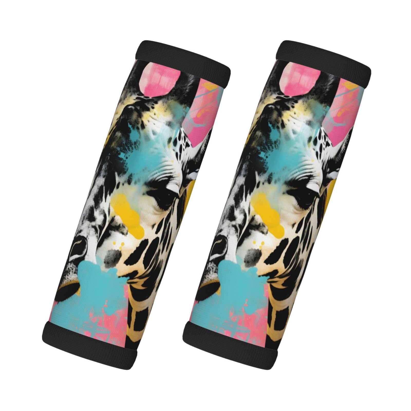 Neopren-Gepäckgriffbandagen für Koffer, Cartoon-Giraffe, lustige Aquarell-Wildtiere, Gepäckanhänger, Geschenk für Reisezubehör, 2 Stück Neopren-Gepäckgriffbandagen für Koffer, Cartoon-Giraffe, lustige Aquarell-Wildtiere, Gepäckanhänger, Geschenk für Reisezubehör, 2 Stück von Helhappy