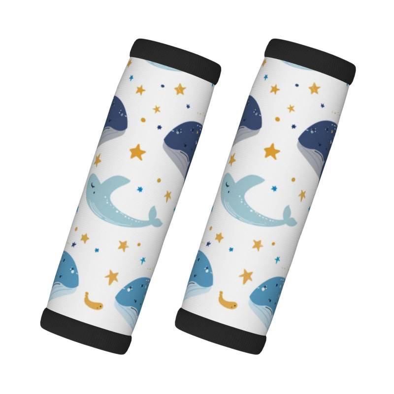Neopren-Gepäckgriffbandagen für Koffer, Cartoon-Meerestiere, Delfine, Ozean, Gepäckanhänger, Geschenk für Reisezubehör, 2 Stück von Helhappy