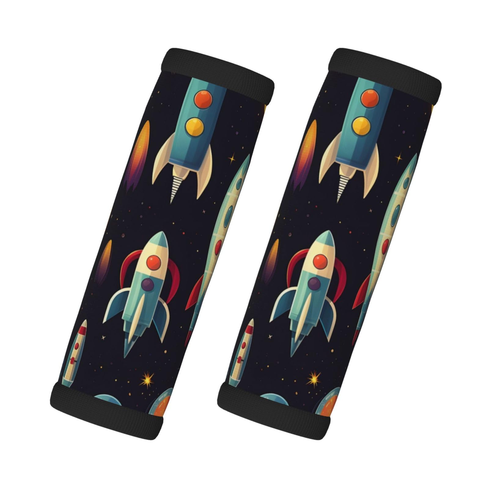 Neopren-Gepäckgriffbandagen für Koffer, Cartoon-Raketen, Raumschiff, Gepäckanhänger, Geschenk, Reisezubehör, 2 Stück Neopren-Gepäckgriffbandagen für Koffer, Cartoon-Raketen, Raumschiff, Gepäckanhänger, Geschenk, Reisezubehör, 2 Stück von Helhappy