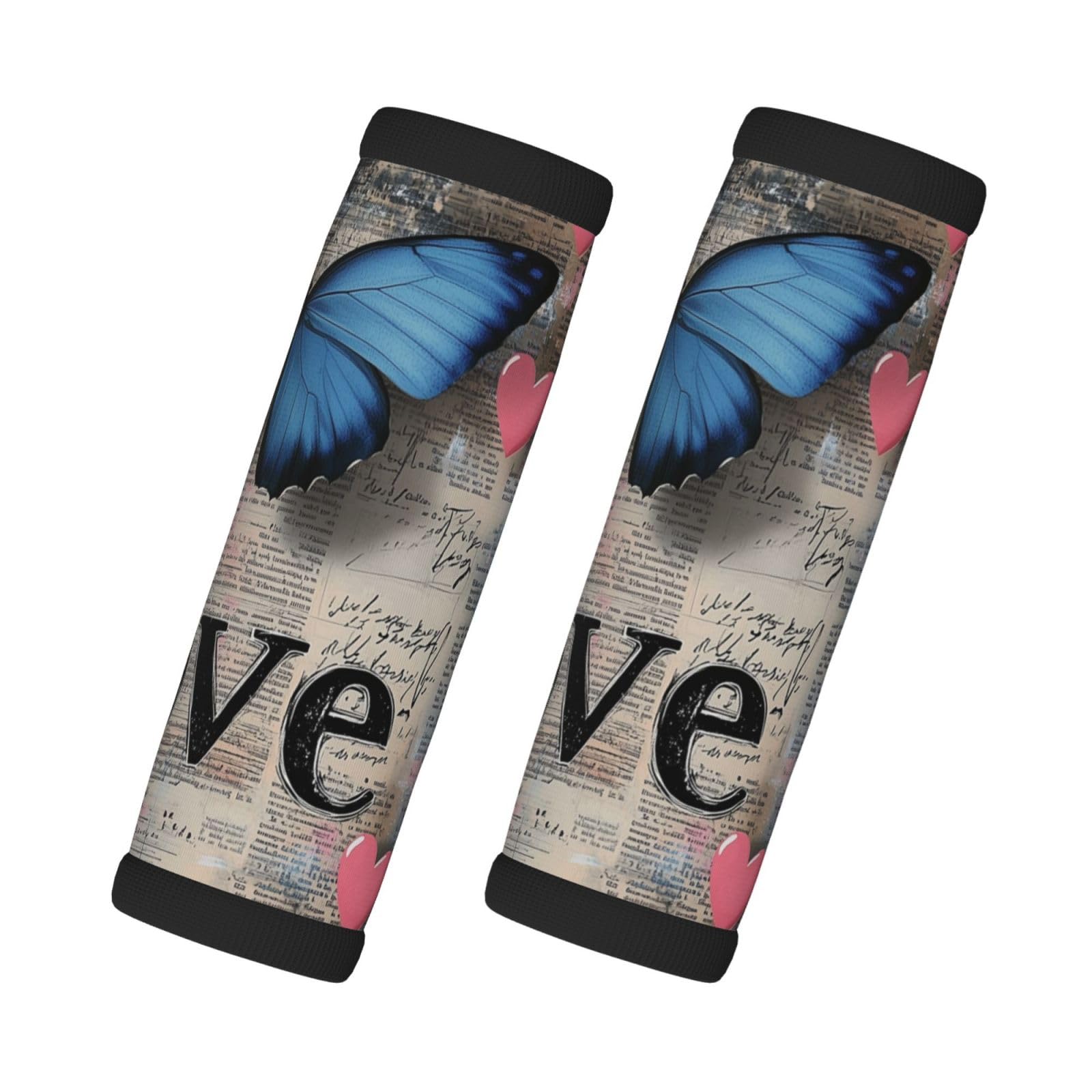 Neopren-Gepäckgriffbandagen für Koffer, Fantasy-Blau, Schmetterling, Vintage-Hintergrund, Gepäckanhänger, Geschenk für Reisezubehör, 2 Stück Neopren-Gepäckgriffbandagen für Koffer, Fantasy-Blau, Schmetterling, Vintage-Hintergrund, Gepäckanhänger, Geschenk für Reisezubehör, 2 Stück von Helhappy