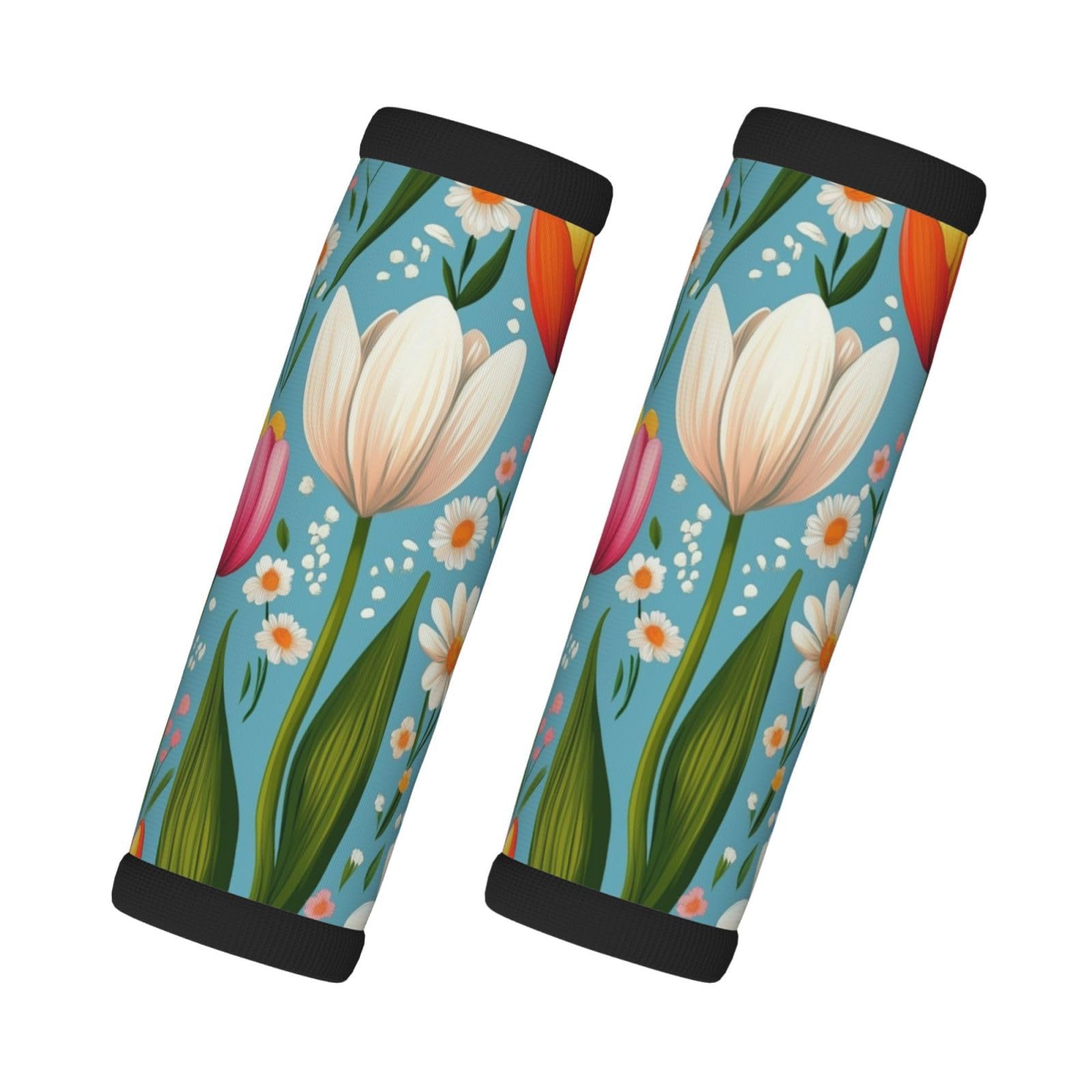 Neopren-Gepäckgriffbandagen für Koffer, Frühlingsblumen, Blüten, Pflanzen, Gepäckanhänger, Geschenk, Reisezubehör, 2 Stück Neopren-Gepäckgriffbandagen für Koffer, Frühlingsblumen, Blüten, Pflanzen, Gepäckanhänger, Geschenk, Reisezubehör, 2 Stück von Helhappy