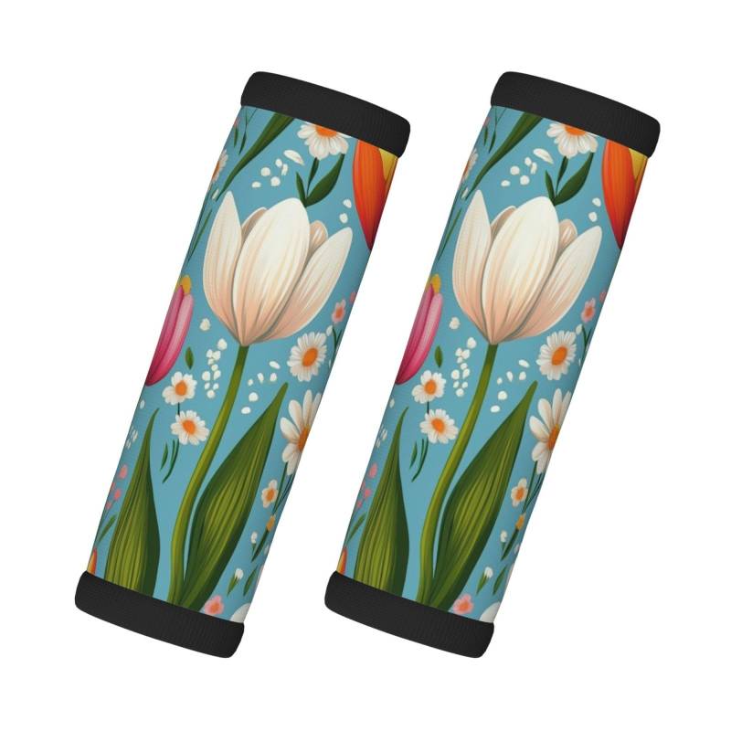 Neopren-Gepäckgriffbandagen für Koffer, Frühlingsblumen, Blüten, Pflanzen, Gepäckanhänger, Geschenk, Reisezubehör, 2 Stück von Helhappy