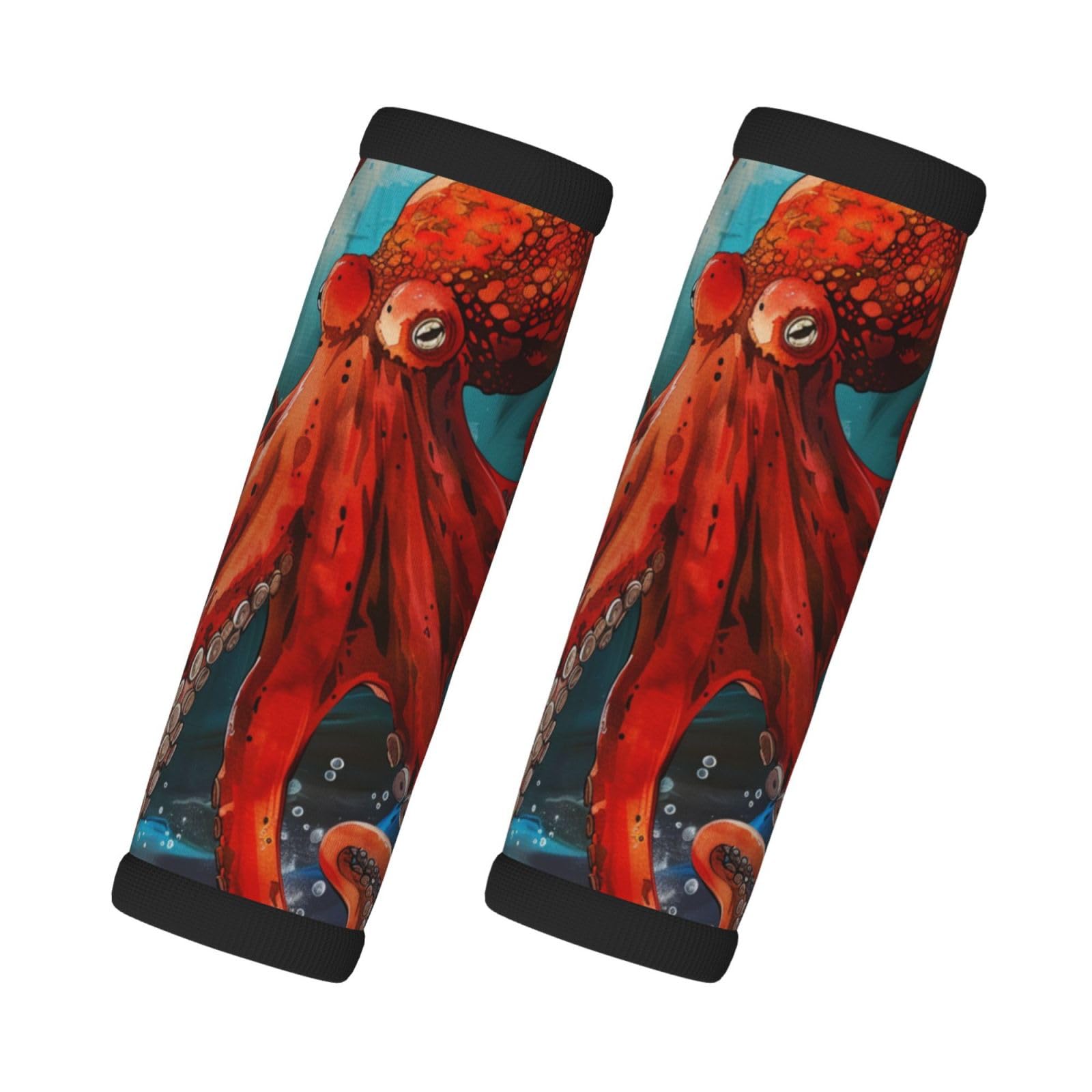 Neopren-Gepäckgriffbandagen für Koffer, Ozean-Tiere, Kraken, Oktopus, Monster, nautische Gepäckanhänger, Geschenk für Reisezubehör, 2 Stück Neopren-Gepäckgriffbandagen für Koffer, Ozean-Tiere, Kraken, Oktopus, Monster, nautische Gepäckanhänger, Geschenk für Reisezubehör, 2 Stück von Helhappy