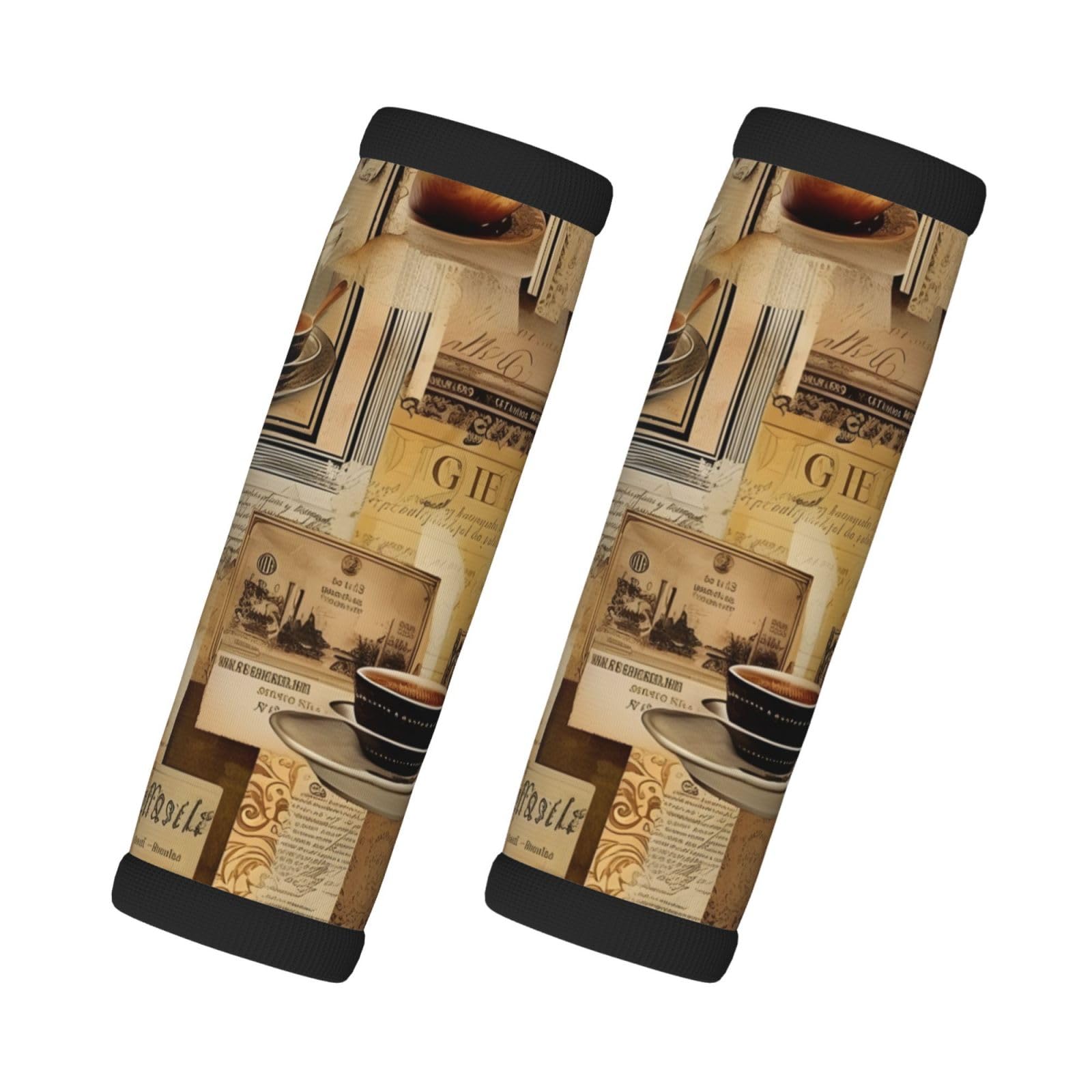 Neopren-Gepäckgriffbandagen für Koffer, Vintage-Stil, alte Zeitung, Kaffee, Gepäckanhänger, Geschenk, Reisezubehör, 2 Stück Neopren-Gepäckgriffbandagen für Koffer, Vintage-Stil, alte Zeitung, Kaffee, Gepäckanhänger, Geschenk, Reisezubehör, 2 Stück von Helhappy
