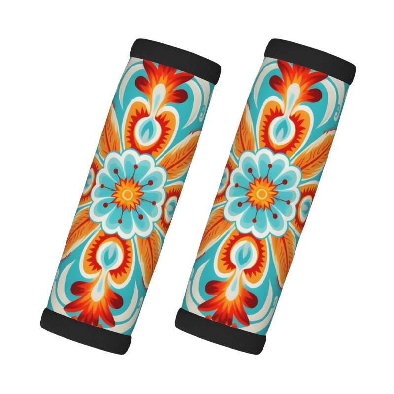 Neopren-Gepäckgriffbandagen für Koffer, abstraktes Tribal-rotes Muster, Gepäckanhänger, Geschenk für Reisezubehör, 2 Stück von Helhappy