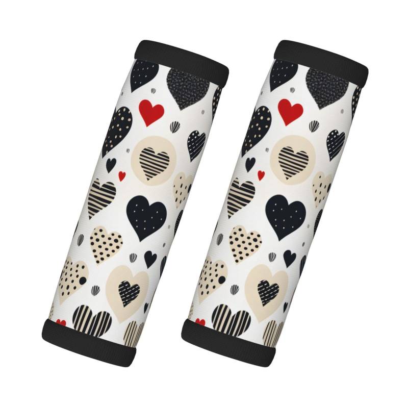 Neopren-Gepäckgriffbandagen für Koffer, abstraktes schwarzes und weißes Liebesherz, Gepäckanhänger, Geschenk für Reisezubehör, 2 Stück von Helhappy