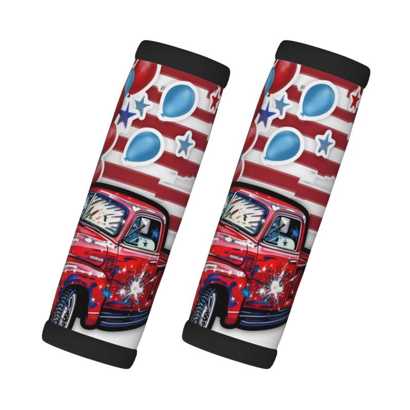 Neopren-Gepäckgriffbandagen für Koffer, amerikanische Flagge, rote LKW-Ballons, Dekoration, Gepäckanhänger, Geschenk, Reisezubehör, 2 Stück von Helhappy