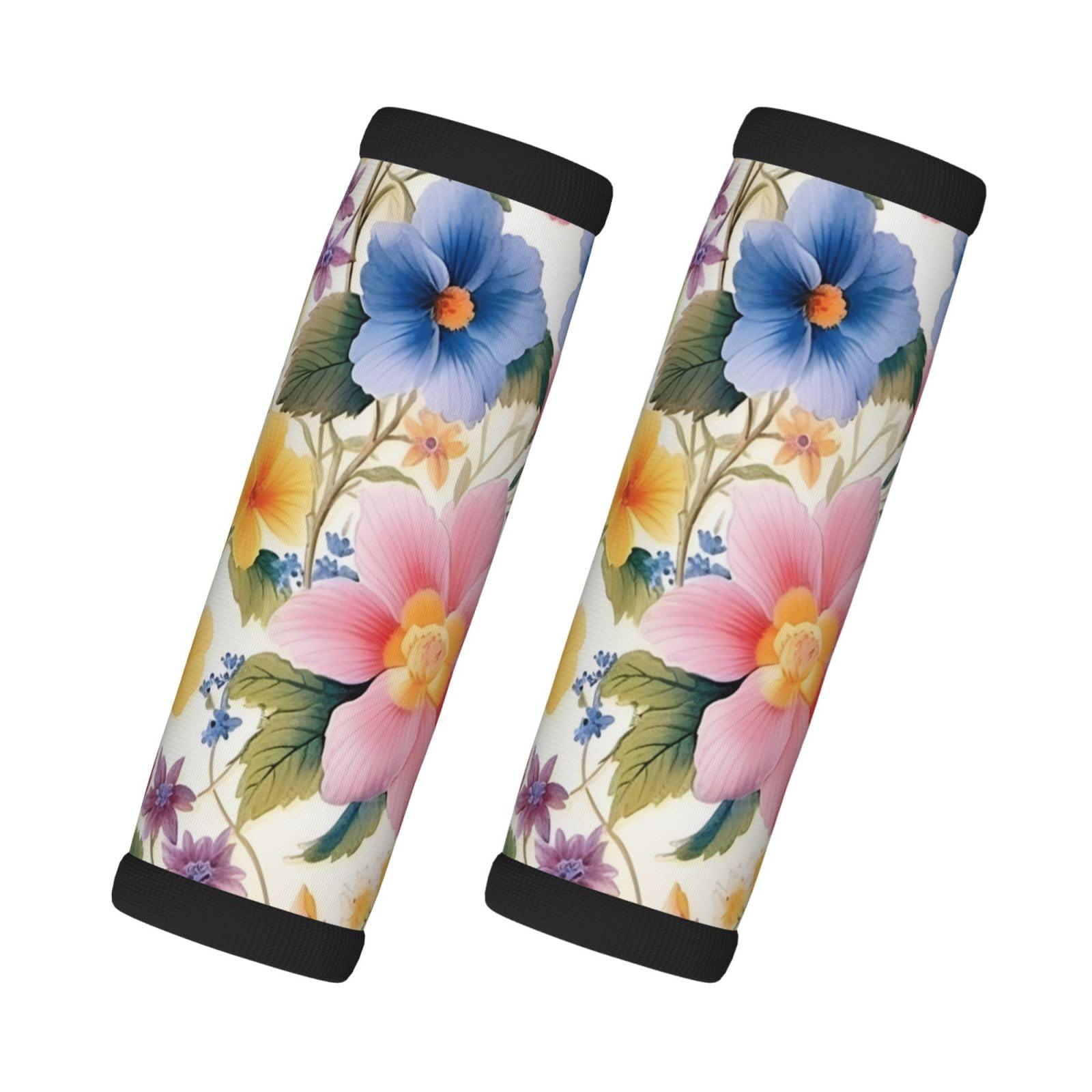 Neopren-Gepäckgriffbandagen für Koffer, bunte Blumenblätter, Pflanzen-Gepäckanhänger, Geschenk, Reisezubehör, 2 Stück Neopren-Gepäckgriffbandagen für Koffer, bunte Blumenblätter, Pflanzen-Gepäckanhänger, Geschenk, Reisezubehör, 2 Stück von Helhappy