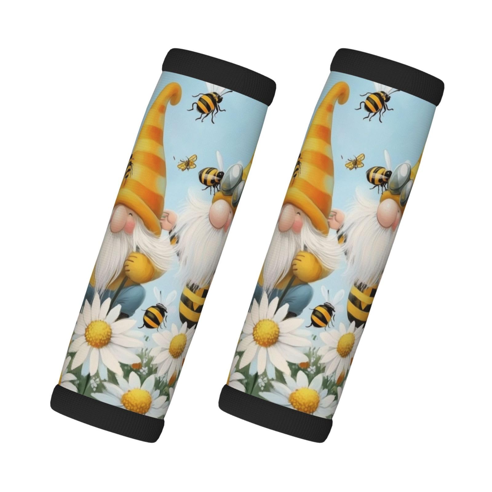 Neopren-Gepäckgriffbandagen für Koffer, gelbe Zwerge, Bienen, Gänseblümchen, Gepäckanhänger, Geschenk, Reisezubehör, 2 Stück Neopren-Gepäckgriffbandagen für Koffer, gelbe Zwerge, Bienen, Gänseblümchen, Gepäckanhänger, Geschenk, Reisezubehör, 2 Stück von Helhappy
