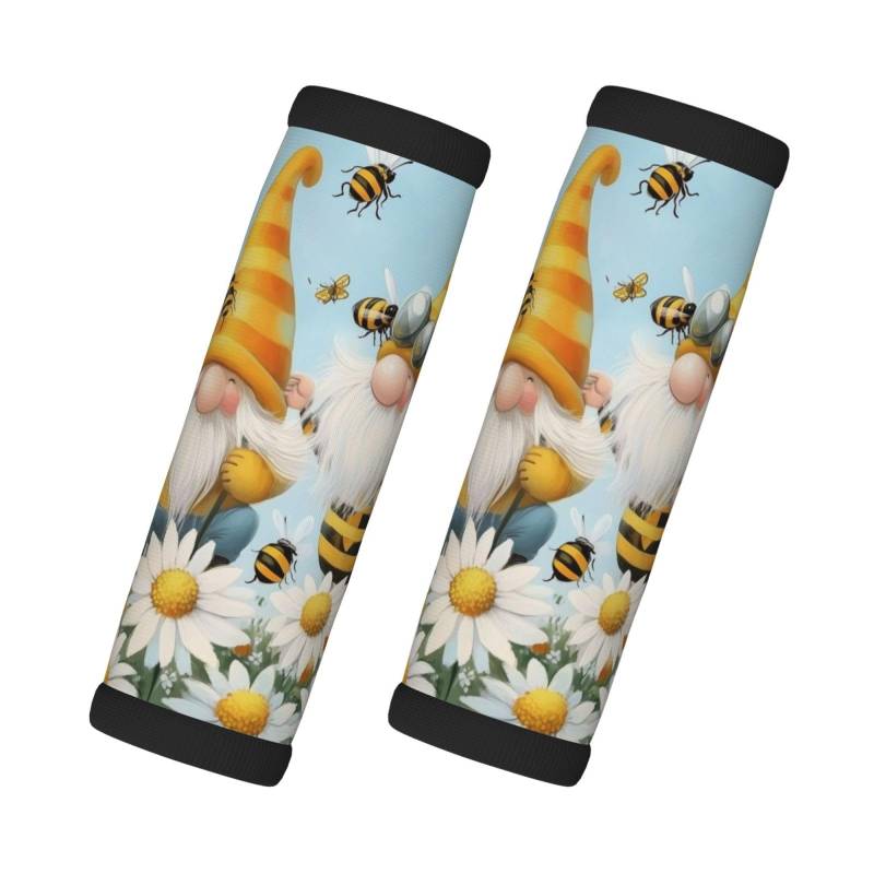 Neopren-Gepäckgriffbandagen für Koffer, gelbe Zwerge, Bienen, Gänseblümchen, Gepäckanhänger, Geschenk, Reisezubehör, 2 Stück von Helhappy