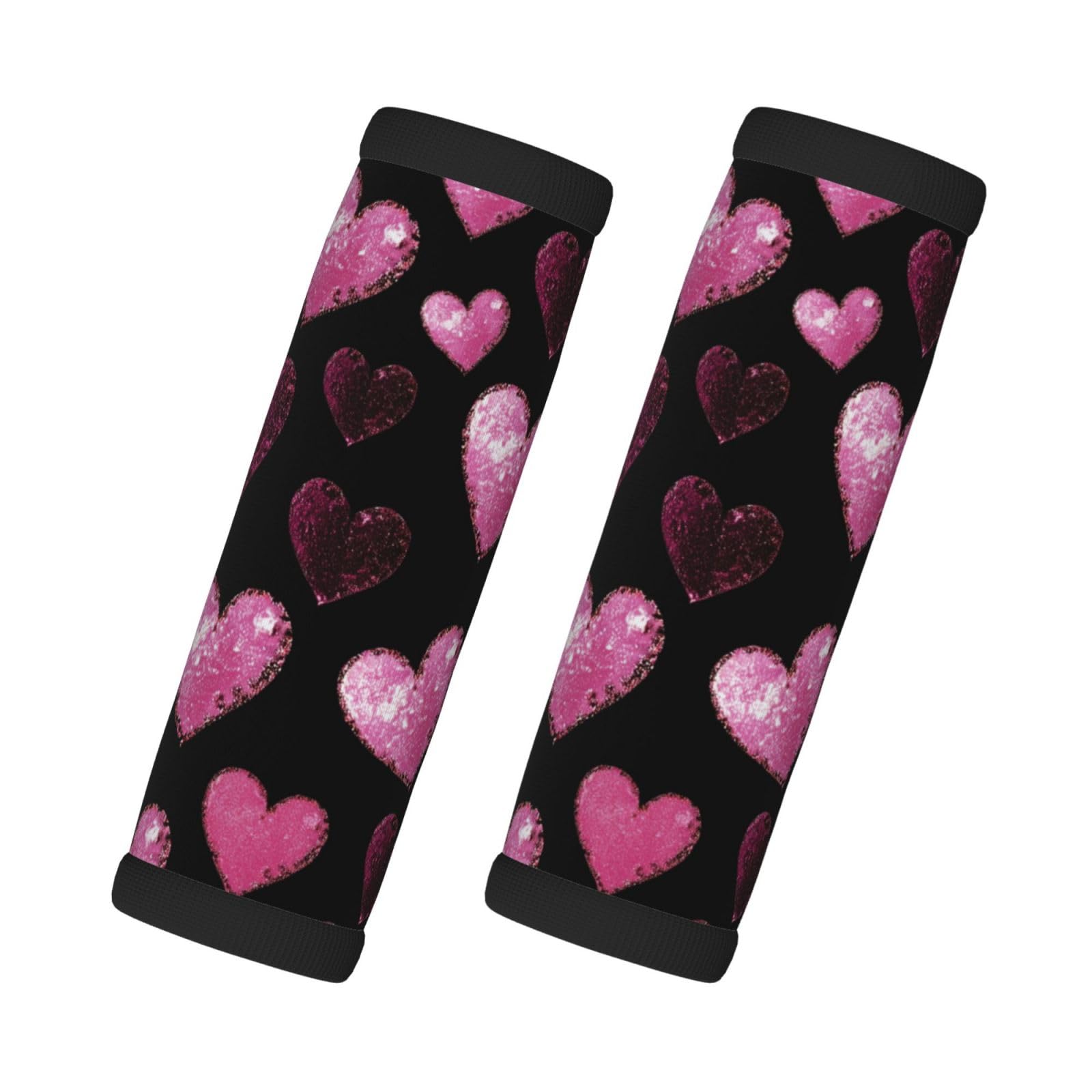 Neopren-Gepäckgriffbandagen für Koffer, glänzendes Herz, rosa, rot, Gepäckanhänger, Geschenk für Reisezubehör, 2 Stück Neopren-Gepäckgriffbandagen für Koffer, glänzendes Herz, rosa, rot, Gepäckanhänger, Geschenk für Reisezubehör, 2 Stück von Helhappy