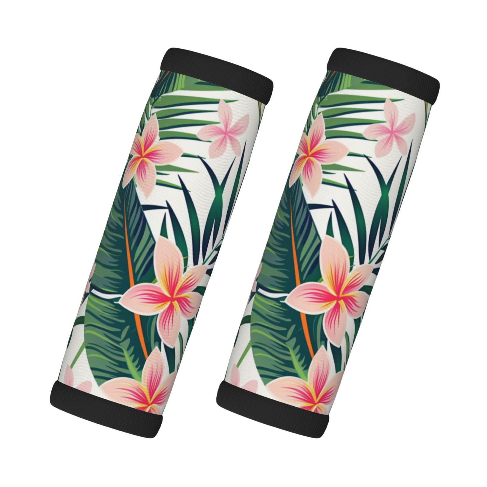 Neopren-Gepäckgriffbandagen für Koffer, grüne Palmenblätter, tropische Blumen, Dschungel, Hibiskus, Gepäckanhänger, Geschenk, Reisezubehör, 2 Stück Neopren-Gepäckgriffbandagen für Koffer, grüne Palmenblätter, tropische Blumen, Dschungel, Hibiskus, Gepäckanhänger, Geschenk, Reisezubehör, 2 Stück von Helhappy