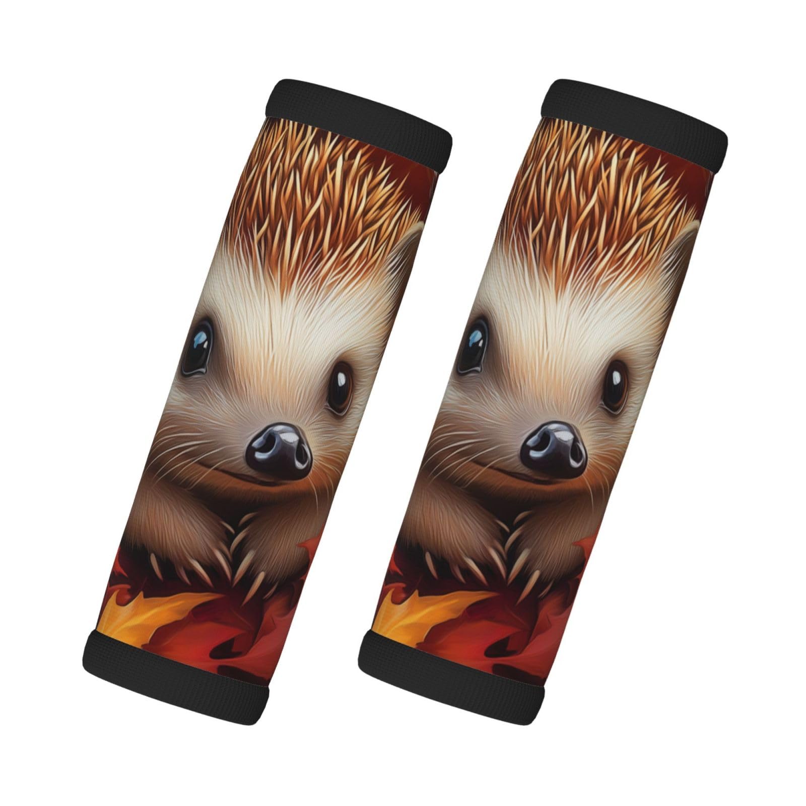 Neopren-Gepäckgriffbandagen für Koffer, niedliche Igel im Herbst, Ahornblätter, Gepäckanhänger, Geschenk für Reisezubehör, 2 Stück Neopren-Gepäckgriffbandagen für Koffer, niedliche Igel im Herbst, Ahornblätter, Gepäckanhänger, Geschenk für Reisezubehör, 2 Stück von Helhappy