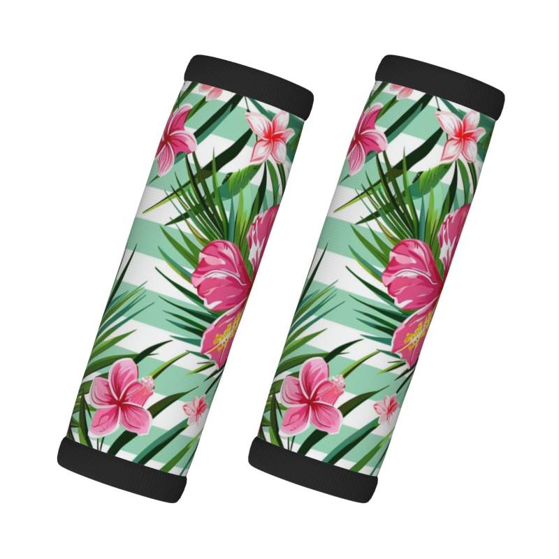 Neopren-Gepäckgriffbandagen für Koffer, tropische Blätter, exotische Blumen, Streifen, Gepäckanhänger, Geschenk, Reisezubehör, 2 Stück von Helhappy