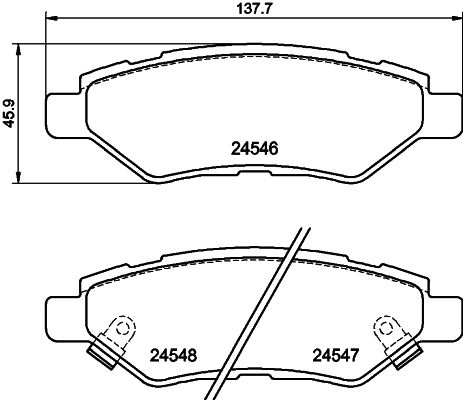 Bremsbelagsatz, Scheibenbremse Hinterachse Hella 8DB 355 020-011 Bremsbelagsatz, Scheibenbremse Hinterachse Hella 8DB 355 020-011 von Hella