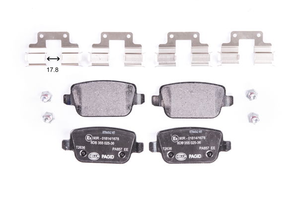 Bremsbelagsatz, Scheibenbremse Hinterachse Hella 8DB 355 025-361 von Hella
