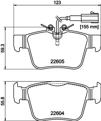 Bremsbelagsatz, Scheibenbremse Hinterachse Hella 8DB 355 025-881 Bremsbelagsatz, Scheibenbremse Hinterachse Hella 8DB 355 025-881 von Hella