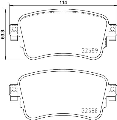 Bremsbelagsatz, Scheibenbremse Hinterachse Hella 8DB 355 037-681 von Hella