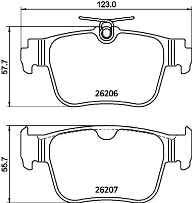 Bremsbelagsatz, Scheibenbremse Hinterachse Hella 8DB 355 040-851 Bremsbelagsatz, Scheibenbremse Hinterachse Hella 8DB 355 040-851 von Hella