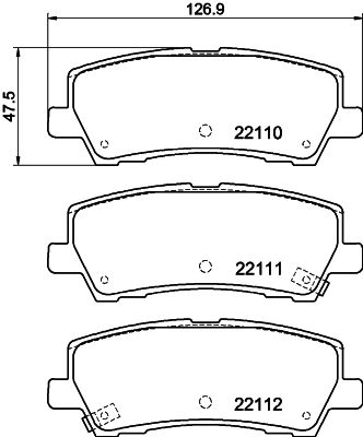 Bremsbelagsatz, Scheibenbremse Hinterachse Hella 8DB 355 044-271 von Hella