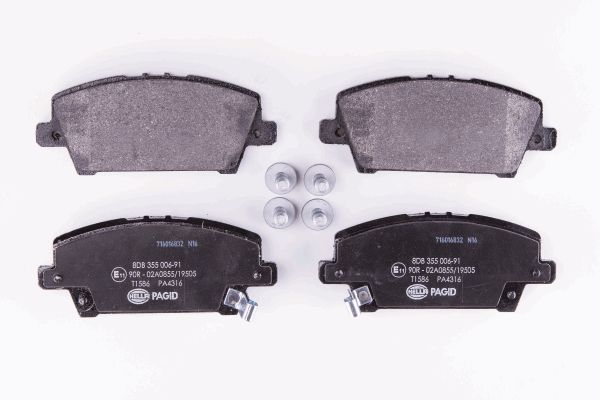 Bremsbelagsatz, Scheibenbremse Vorderachse Hella 8DB 355 006-911 Bremsbelagsatz, Scheibenbremse Vorderachse Hella 8DB 355 006-911 von Hella