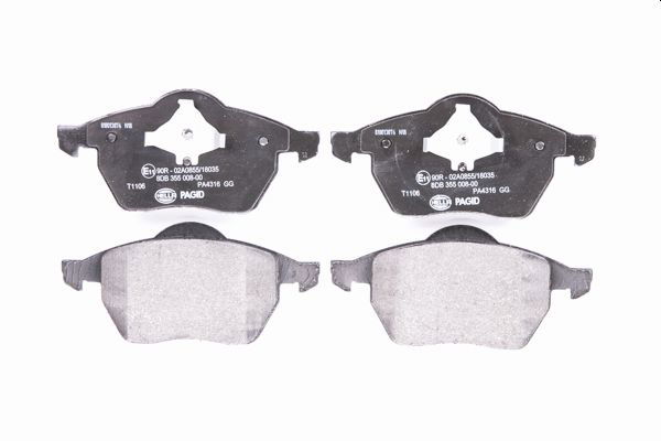 Bremsbelagsatz, Scheibenbremse Vorderachse Hella 8DB 355 008-001 von Hella