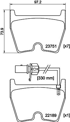 Bremsbelagsatz, Scheibenbremse Vorderachse Hella 8DB 355 023-081 von Hella