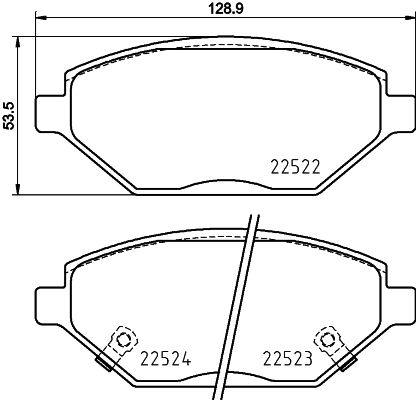Bremsbelagsatz, Scheibenbremse Vorderachse Hella 8DB 355 025-521 von Hella