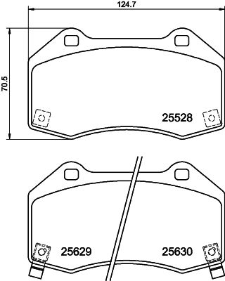 Bremsbelagsatz, Scheibenbremse Vorderachse Hella 8DB 355 025-891 von Hella